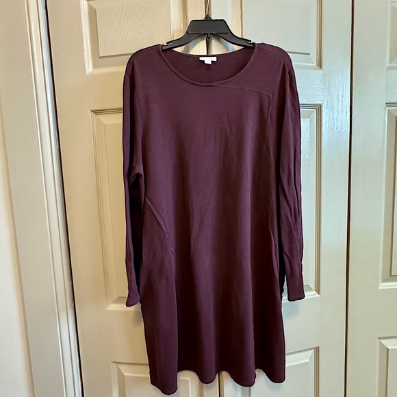 J. Jill Dresses & Skirts - J Jill Pure Jill Plum Color Long Sleeve Pima Cotton Tunic Dress